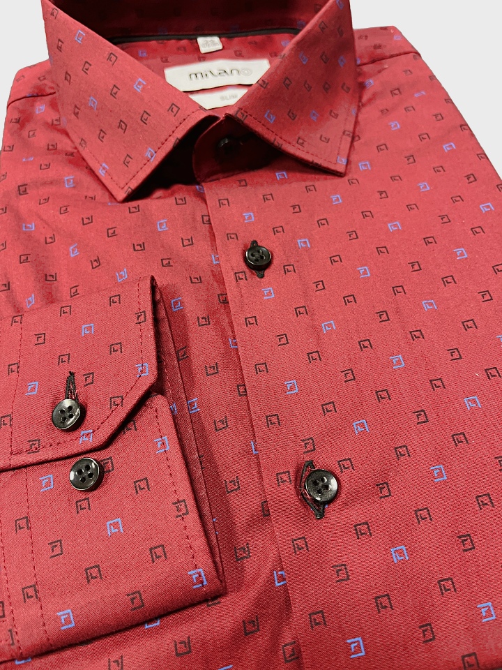 Pánska košeľa bordová so vzorom, P243